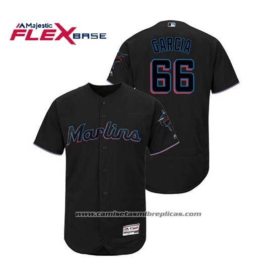 Camiseta Beisbol Hombre Miami Marlins Jarlin Garcia Flex Base Autentico Collection Alterno 2019 Negro